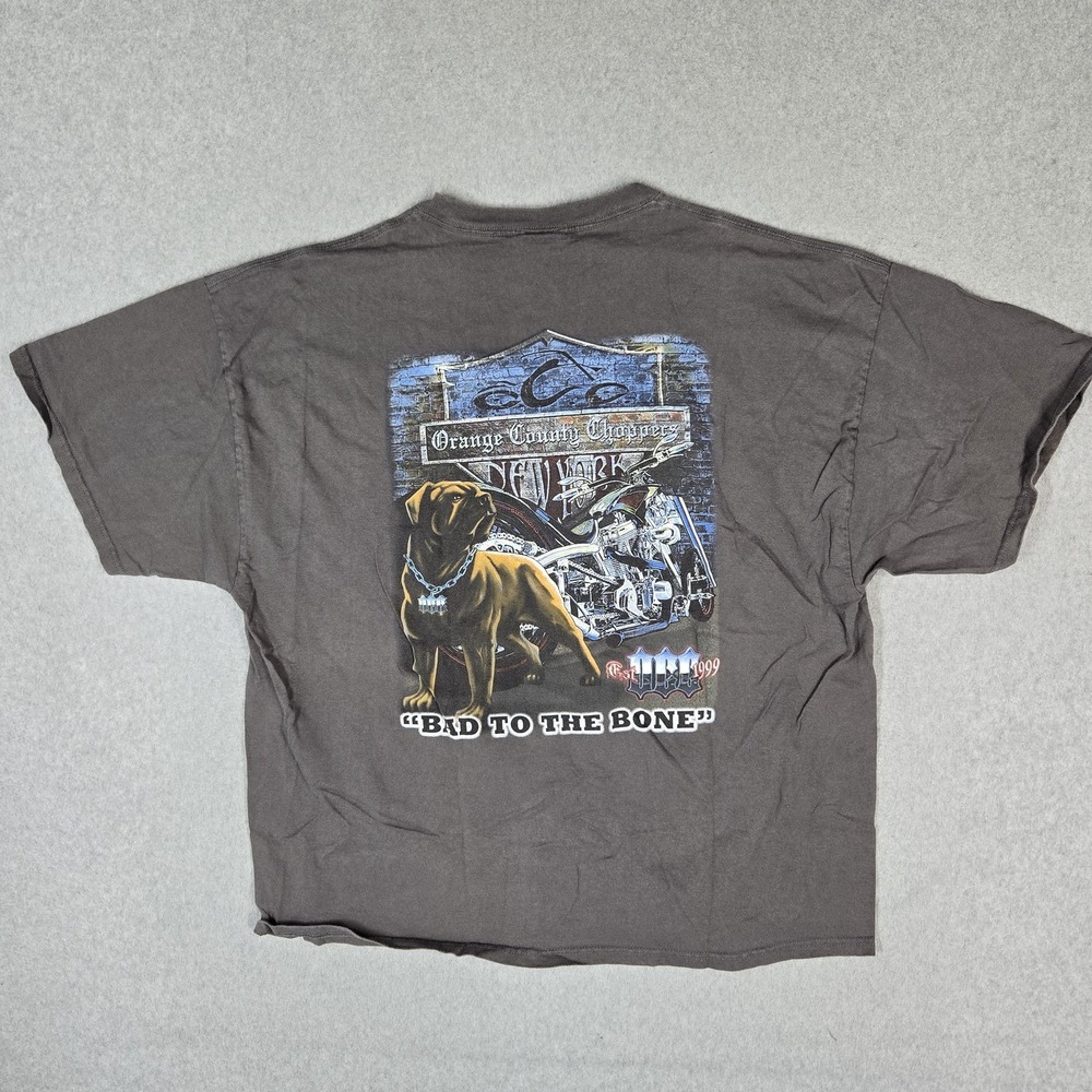 Orange County Choppers Men Shirt 2XL Gray Bad to The Bone Logo Graphic READ